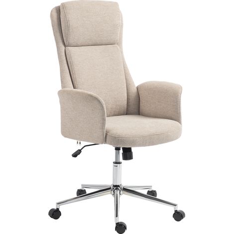 HOMCOM Sedia da Ufficio Ergonomica Schienale Alto con Altezza Regolabile, Beige (1/5)