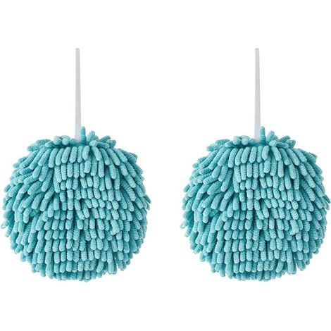 Serviette Main Boule Peluche - Microfibre Absorbante - Pour Salle De Bain Cuisine Lavabo - Lot De 2 (1/5)