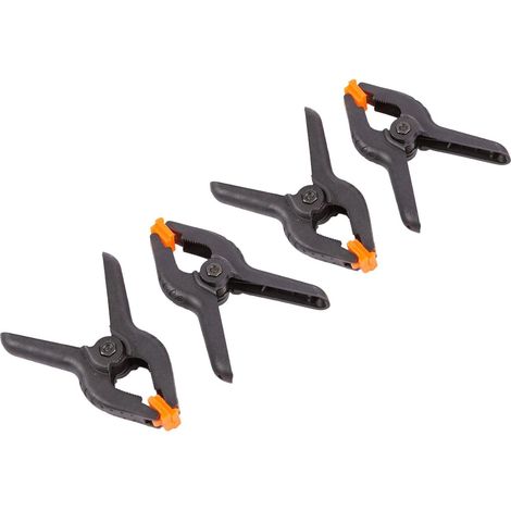 4 Pinces de serrage, PVC robuste, portée 60 mm, noir et jaune, pour voile et marché (1/5)