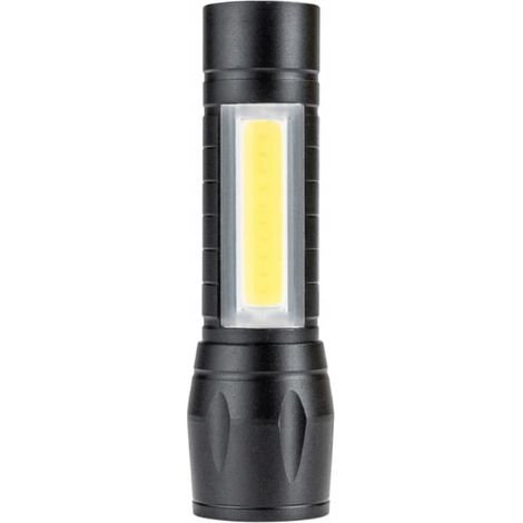 Linterna táctica LED con zoom, faro delantero COB recargable por USB.