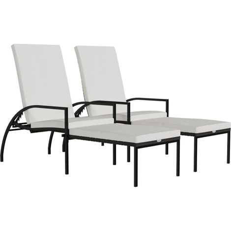 Maison Exclusive - Sonnenliegen 2 Stk. mit Fußhocker PE-Rattan Br