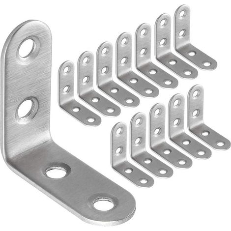 Pack of 50 stainless steel corner brackets, 40 x 40 mm, for fastening and repairing furniture, for reinforcing joints, silver-colored (1/5)