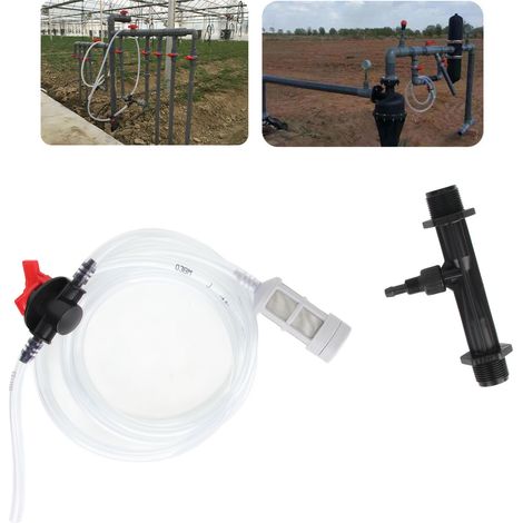 Inyector de fertilizante de plástico eficiente con manguera de agua de 3/4 de pulgada para riego por goteo, jardín, césped e invernadero. (1/5)