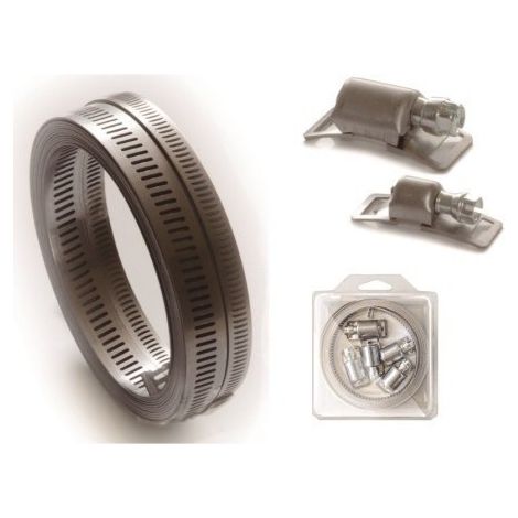 Fleje Fijacion  Perforado 3Mt 14Mm +6 Cierres Acero Inox Aisi 430