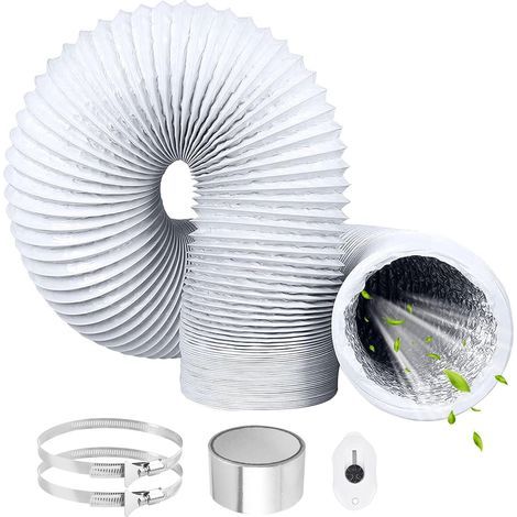 x 3 m flexibler Aluminium-Lüftungsschlauch (100 mm Durchmesser) mit Schlauchschellen für Dunstabzugshauben (1/5)