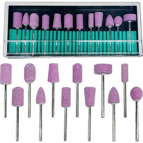 12 PCS Tige de Meulage, Tête de Meulage Montée sur Roue Abrasive Tête de Meulage de Meule Outils de Tige D'affûtage de Meule avec Tête de Pierre Abrasive (1/5)
