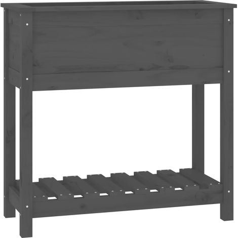 Maison Exclusive - Fioriera con Mensola Grigia 82,5x34,5x81cm Legno Massello Pino