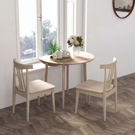 Klappbarer Esstisch für Küche und Wohnzimmer, aus Spanplatte und Kiefernholz, Ø 89 x 73,5 cm, Holzfarbe