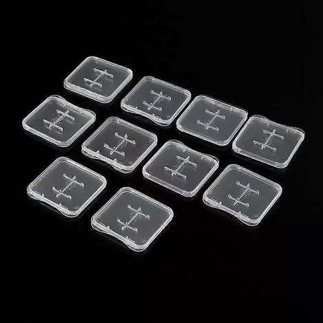 SD-Kartenhalter aus Kunststoff für Micro-SD-, MiC- und TF-Karten, Speicherkartenhalterung für Hüllen, transparent weiß, 10er-Packung (1/4)