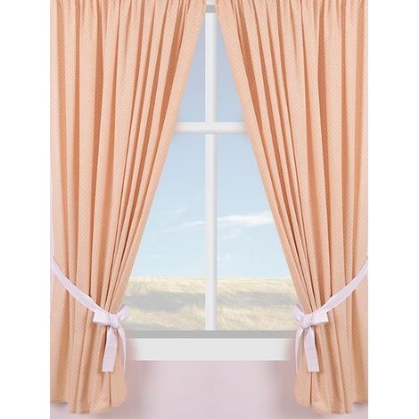 Fertiger Hosenträgervorhang 160x250 933E beige mit weißen Punkten