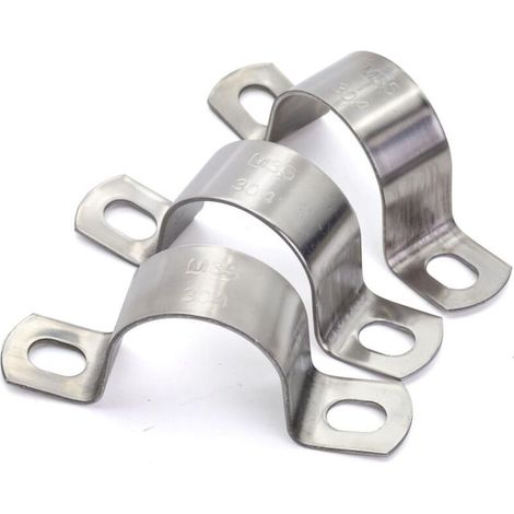 U-Collier de Serrage Tuyau Robustes Ø25 mm, Collier de Fixation Inox - Tuyau Pour Fixation/Attache Tube - 10 Pcs (1/5)