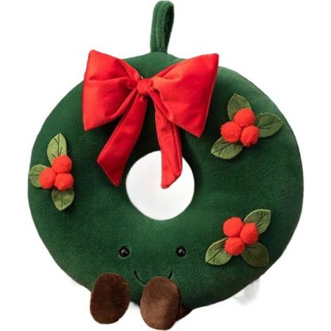 Oreiller Peluche Noel - Forme Cookie Chocolat - Décor Festif Arbre de Noël - 45 cm - 1 Pièce (1/5)