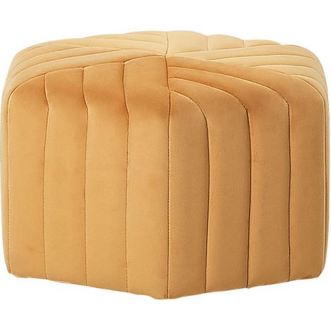 Puf de terciopelo amarillo mostaza 53 x 29 cm geométrico sala de estar Murietta (1/5)