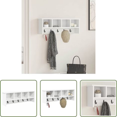 Rangement manteau - Porte-manteau mural Blanc 75 x 16 x 26 cm Bois d'ingénierie (1/5)