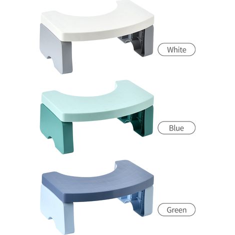 Taburete de inodoro con escalón extraíble y base antideslizante – Blanco, verde o azul (1/5)