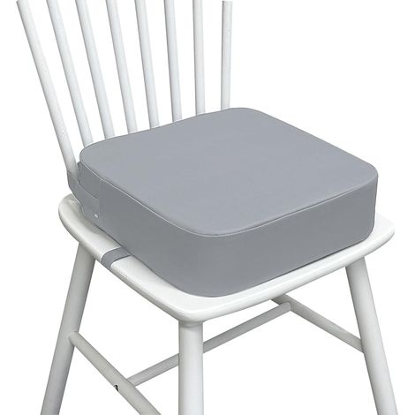 Rehausseur de siège pour enfant - Pour table à manger - Amovible - En cuir synthétique - Avec boucle de sécurité - Pour table à manger - Gris foncé (1/5)