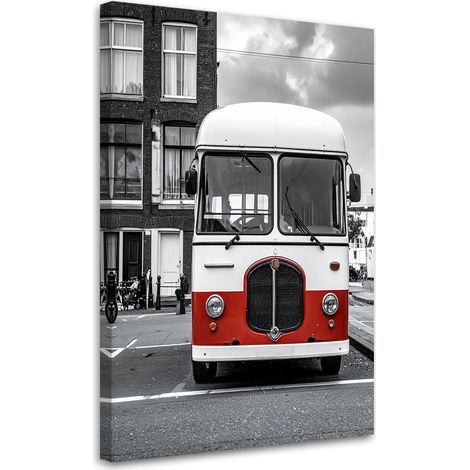 Bild auf Leinwand Weißer Retro-Bus geparkt auf einer Straße in Havanna Kuba 20x30 (1/5)