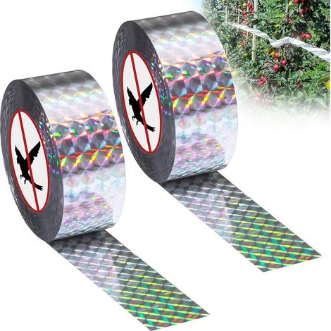 2 Rollen Vogelschutzband, 80 m x 2,4 cm, reflektierendes Vogelschutzband, doppelseitiges Abwehrband zum Schutz von Häusern, Gärten und Höfen (1/5)