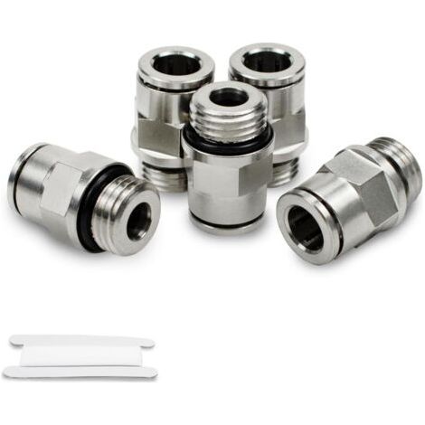 5 Pcs Tubes 8mm OD x filetage mâle 1/4" BSP avec joint torique Raccord pneumatique à verrouillage poussé droit en laiton nickelé