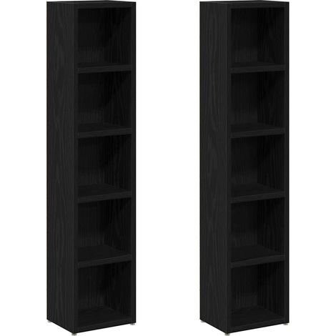 Maison Exclusive - Scaffali Porta CD 2 pz Rovere Nero 21x16x93,5 cm in Truciolato