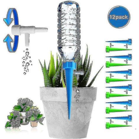 Lot de 12 dispositifs d'arrosage automatique pour plantes. système à picots avec vanne de régulation à débit lent (1/5)