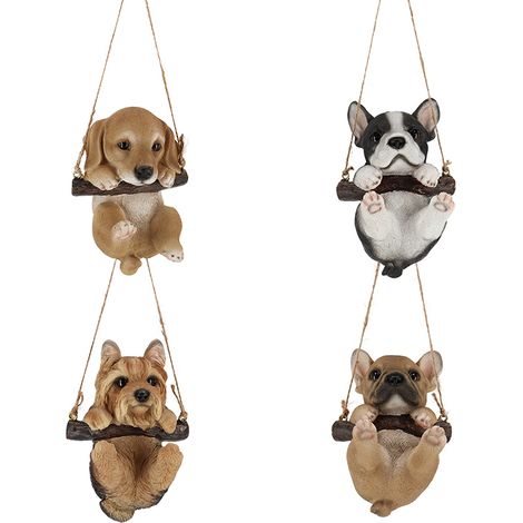 1 CUCCIOLO DI CANE APPESO ASSORTITO H15CM DECORAZIONE GIARDINO