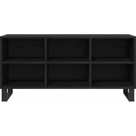 Meuble TV moderne avec rangement 103,5 x 30 x 50 cm finition épurée en bois d'ingénierie chêne noir (1/5)