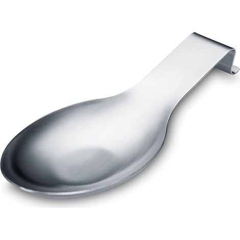 Repose-cuillère argent mat, porte-cuillère en acier inoxydable pour plaque de cuisson, support pour ustensiles de cuisine (louches, pinces, spatules), support pour couvercle de casserole (1/5)