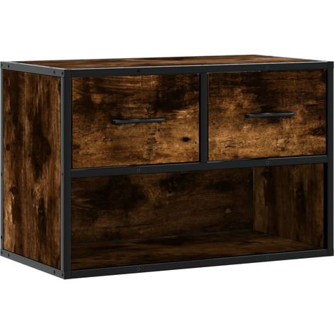Mobile TV multimediale scaffale per televisione televisione buffet sala da pranzo soggiorno camera da letto rovere affumicato 60 x 31 x 39,5 cm derivati del legno e metallo marrone 020027374