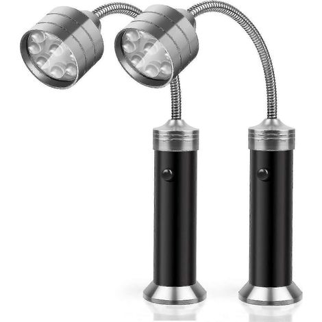 Set aus 2 ultrahellen LED-Grillleuchten mit Magnetfuß und 360° flexiblem Schwanenhals.
