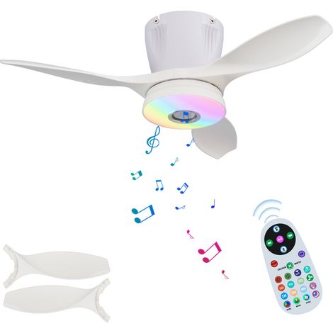 54cm Deckenventilatoren mit RGB-Lampe Dimmbarer Deckenventilator mit Fernbedienung Leiser Deckenventilator mit E27-Fassung, Weiß