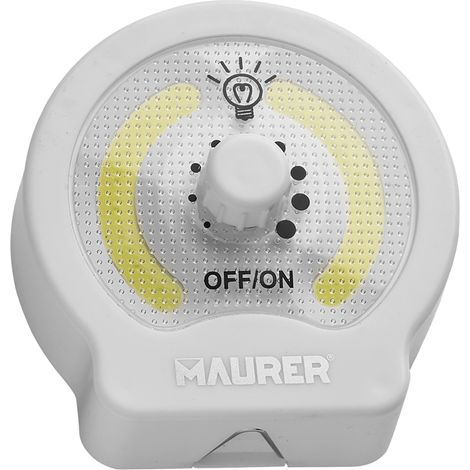 LAMPADA LED DIMMERABILE BATTERIA C/CALAMITA E GANCIO MAURER- CF.BLISTER (1/2)