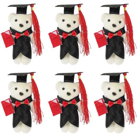Bouquet d'oursons décoratifs pour la remise des diplômes (6 pièces)-13x8cm-Black (1/3)