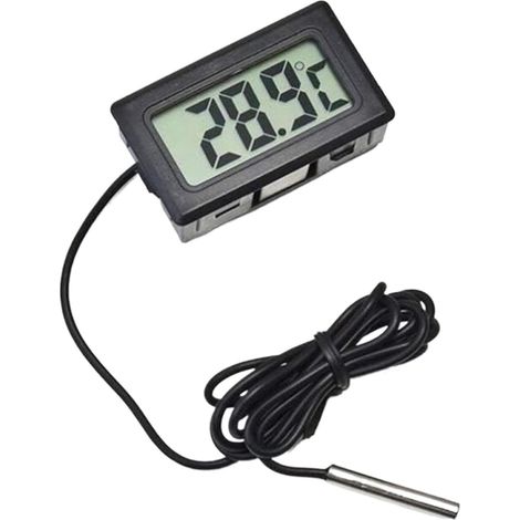 Thermomètre à Eau Mini Thermomètre Numérique LCD For Aquarium, Bain D'eau, Testeur De Température, Détecteur, Moniteur, Capteur De Température Intégré, 1 M(Black) (1/3)