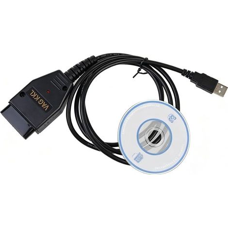 Câble de diagnostic OBD2 USB 16 broches avec adaptateur KKL 409.1, compatible avec VW, Audi, Skoda et Seat. (1/5)