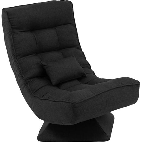 Folding Floor Gaming Chair Swivel Lazy Padded Lounge Chair 4-Position Adjustable (1/5)