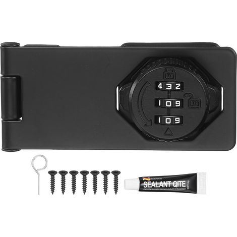 Loquet rotatif à mot de passe 12,7 cm noir 1 pièce, serrure d'armoire sans clé à 3 chiffres avec loquet coulissant de sécurité, convient pour porte placard grange salle de bain extérieur (1/5)
