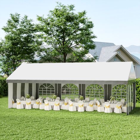 Carpa para Fiesta 4x8 m Carpa de Jardín con Paredes Extraíbles Puertas y Ventanas Anti-UV para Boda Camping Gris (1/5)