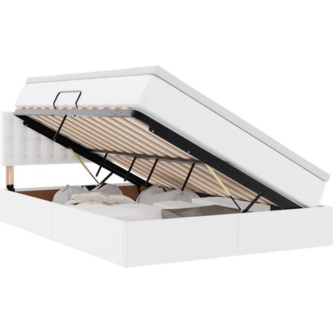 Maison Exclusive - Bett mit Stauraum und LED Reinweiß 140 x 190 c