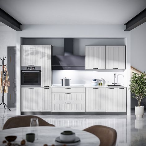 Küchenzeile Fame-Line, Weiß Landhaus/Anthrazit, 310 cm, AP Marmor, Vicco (1/5)