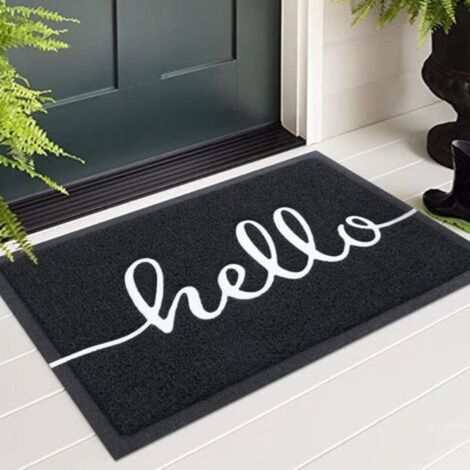 piece 44 x 76 cm (black) "Hello" outdoor doormat, indoor doormat, entrance mat, non-slip and dust-resistant outdoor doormat