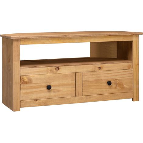 Mueble de TV multimedia estante para televisión buffet de televisión comedor salón dormitorio de esquina 93 x 49 x 49 cm pino macizo marrón 020027588