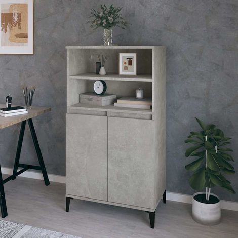vidaXL Buffet haut Gris béton 60x36x110 cm Bois d'ingénierie (1/5)