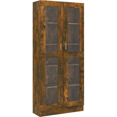 Vitrina madera contrachapada roble ahumado 82,5x30,5x185 cm vidaXL