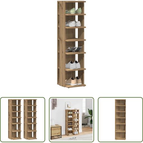 Holzschrank - Schuhschränke 2 Stk. Artisan-Eiche 28x27x102 cm Holzwerkstoff (1/5)