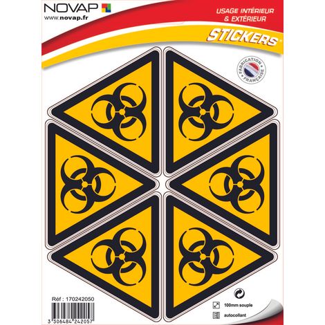 Planche 6 Pictogrammes Triangle 100mm - Danger Risque Biologique - 4242057