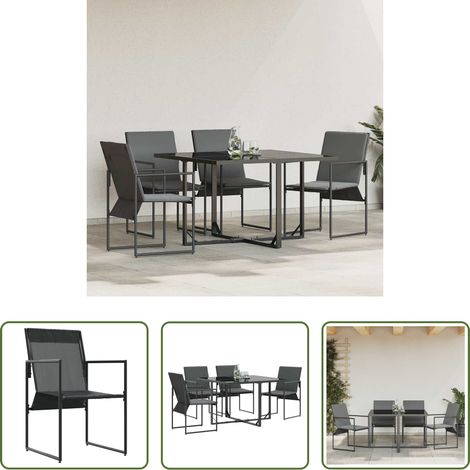Terrassenstuhl -  Stuhl mit Kissen 4 pcs Schwarz und Anthrazit Textilene (1/5)