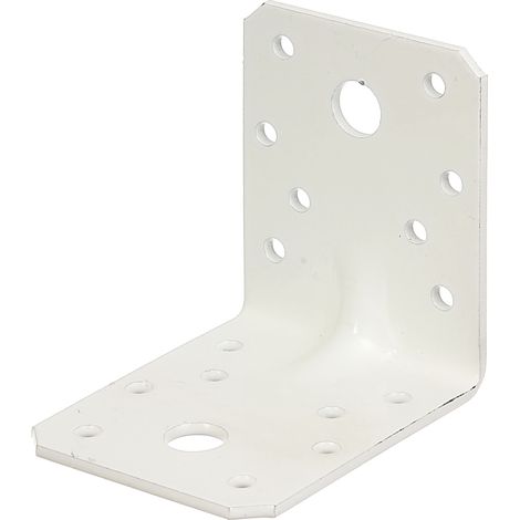 Équerre de fixation renforcée en acier galvanisé plastifié blanc – Dimensions 70 x 70 x 55 mm – Set de 50 pièces pour construction durable – Alberts