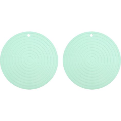 Lot de 2 dessous de plat en silicone résistant à la chaleur, avec ouvre-bocal flexible et antidérapant, vert. (1/4)