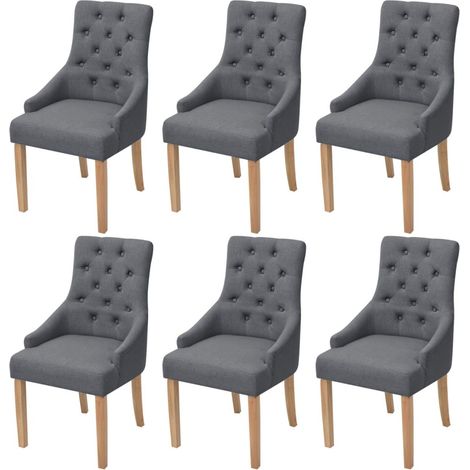 Juego de 6 sillas de cocina comedor respaldo acolchado en tela gris oscuro CDS022455 (1/5)